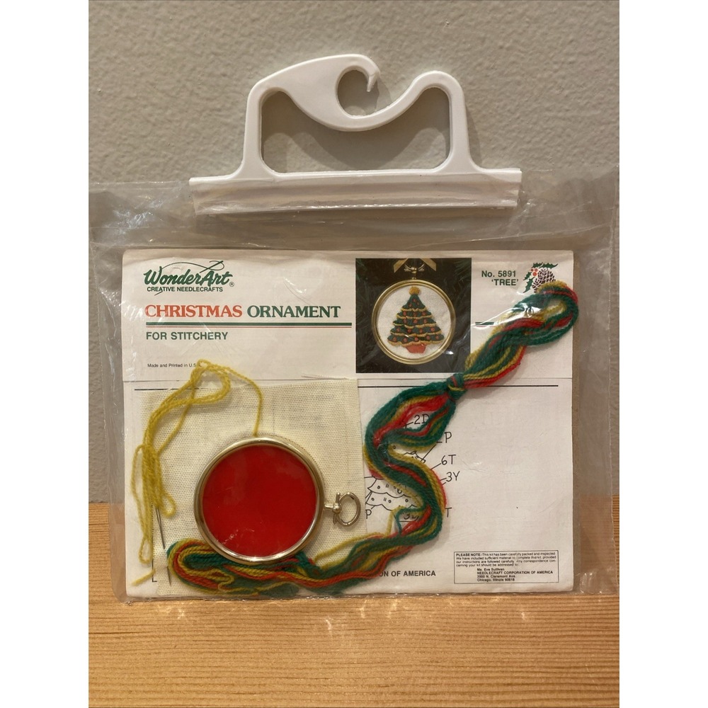 Vintage WonderArt Needlepoint Kit Ornaments Christmas NO. 5891 Tree New